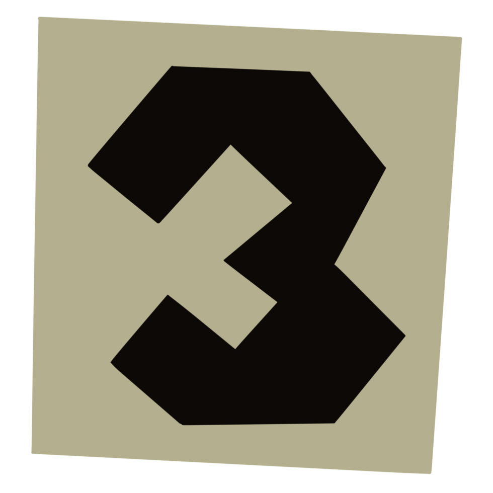 number paper cut typography png