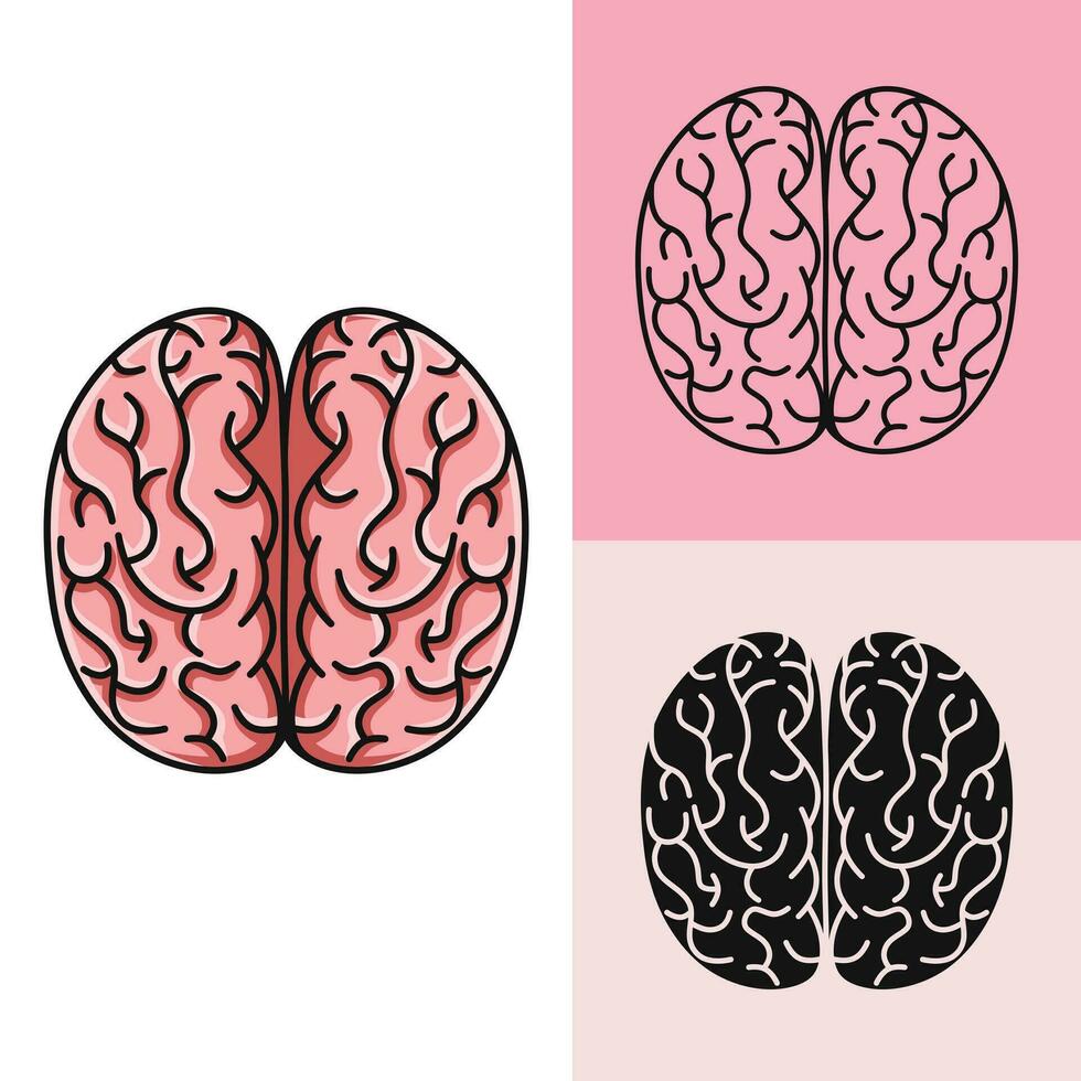 Free vector, doodle illustration of the human brain logo vector