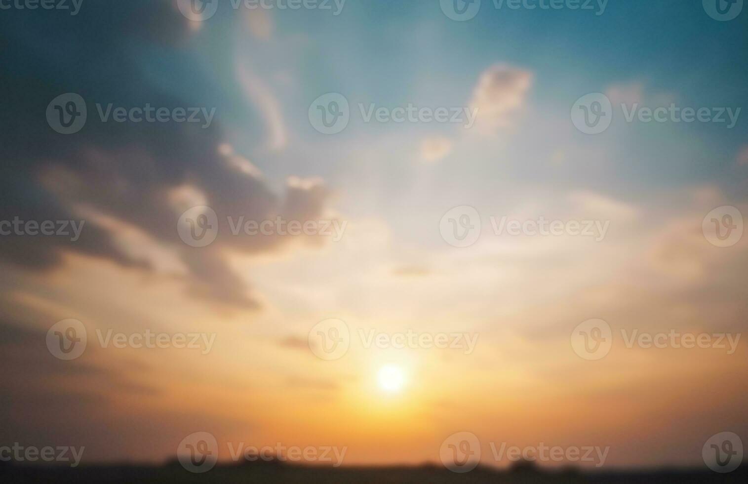 AI generated Sky blue and orange light of the sun through the clouds in the sky survive photo