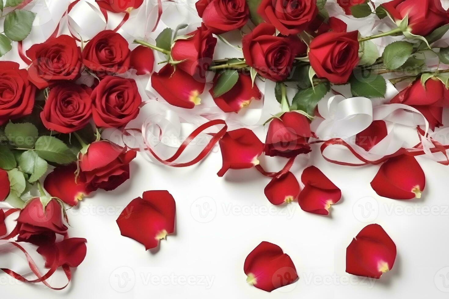 AI generated Bouquet of red rose flowers isolated on white background photo