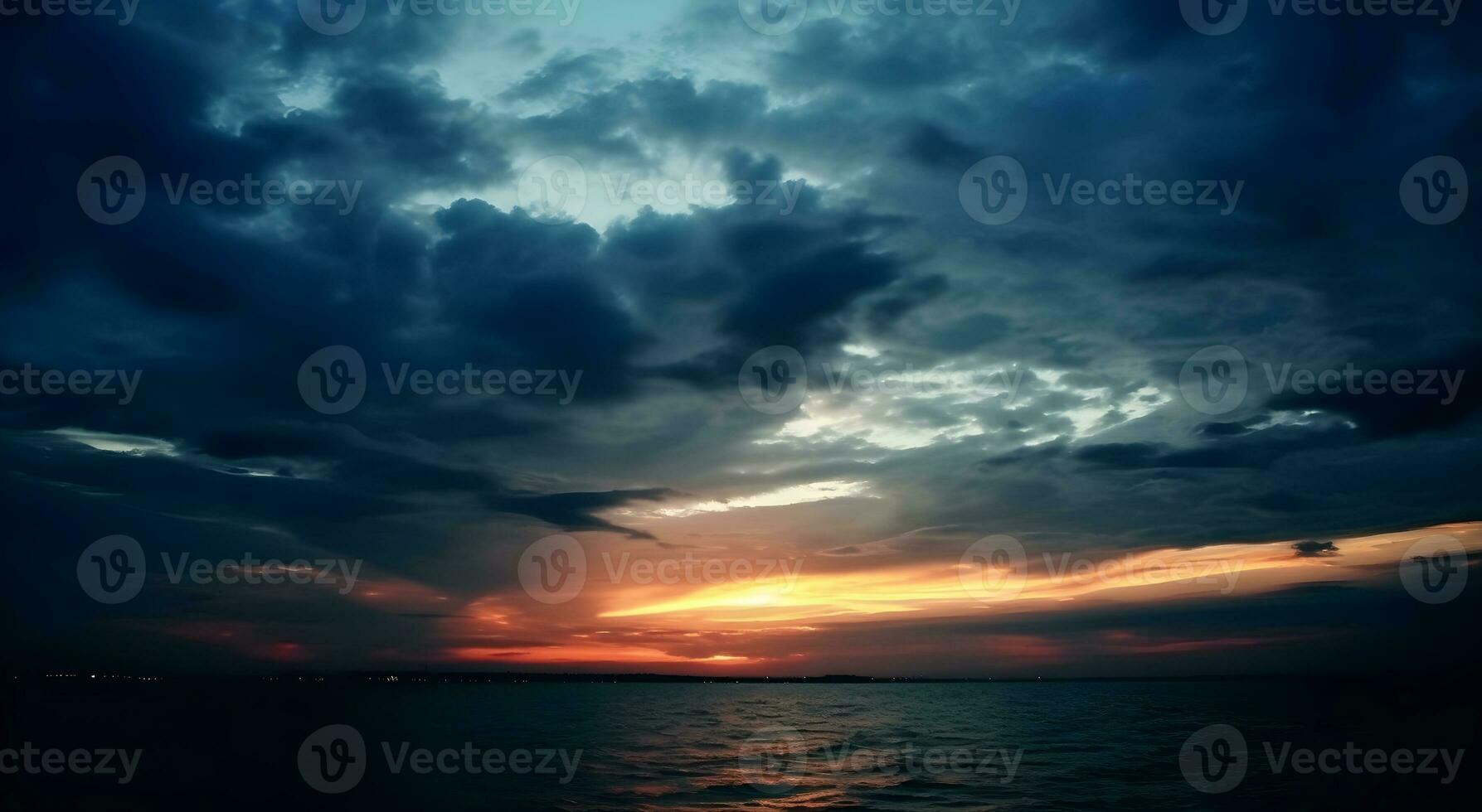 AI generated The beautiful sunset view with the blue sky and clouds in summer photo