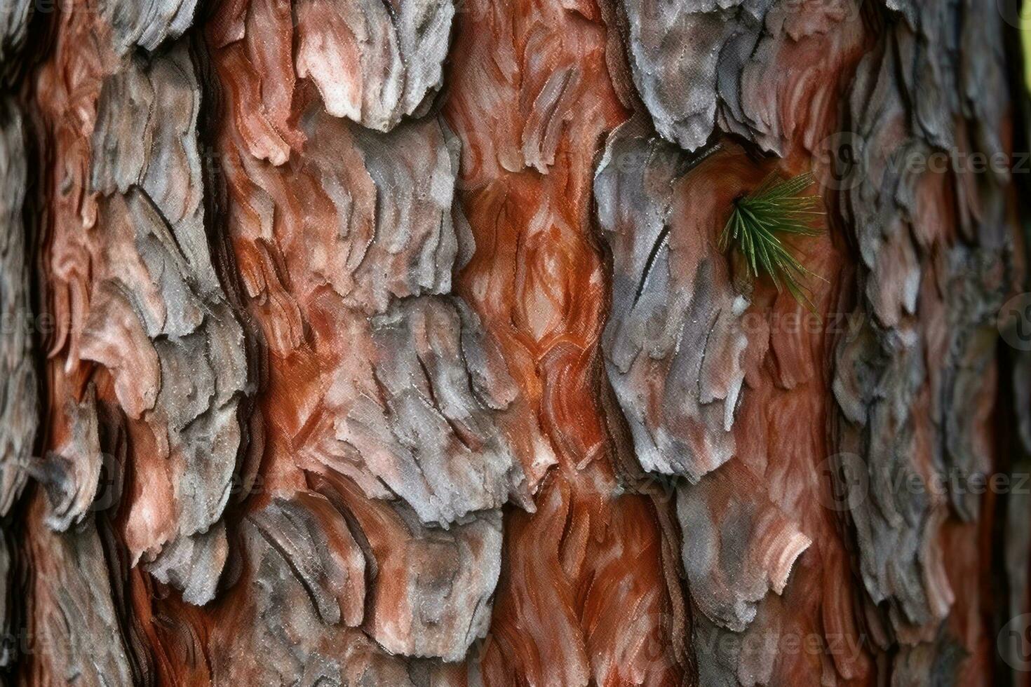 AI generated textured background of old pine wood, with large elements of bark and the resin drips photo