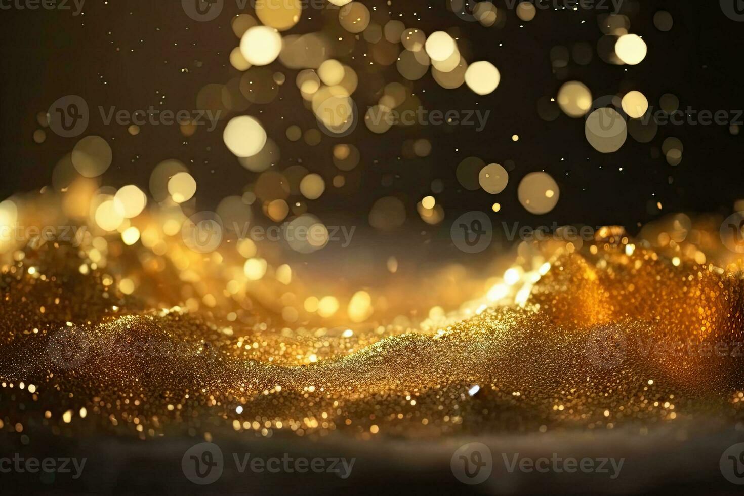 AI generated gold abstract background with bokeh defocused lights photo