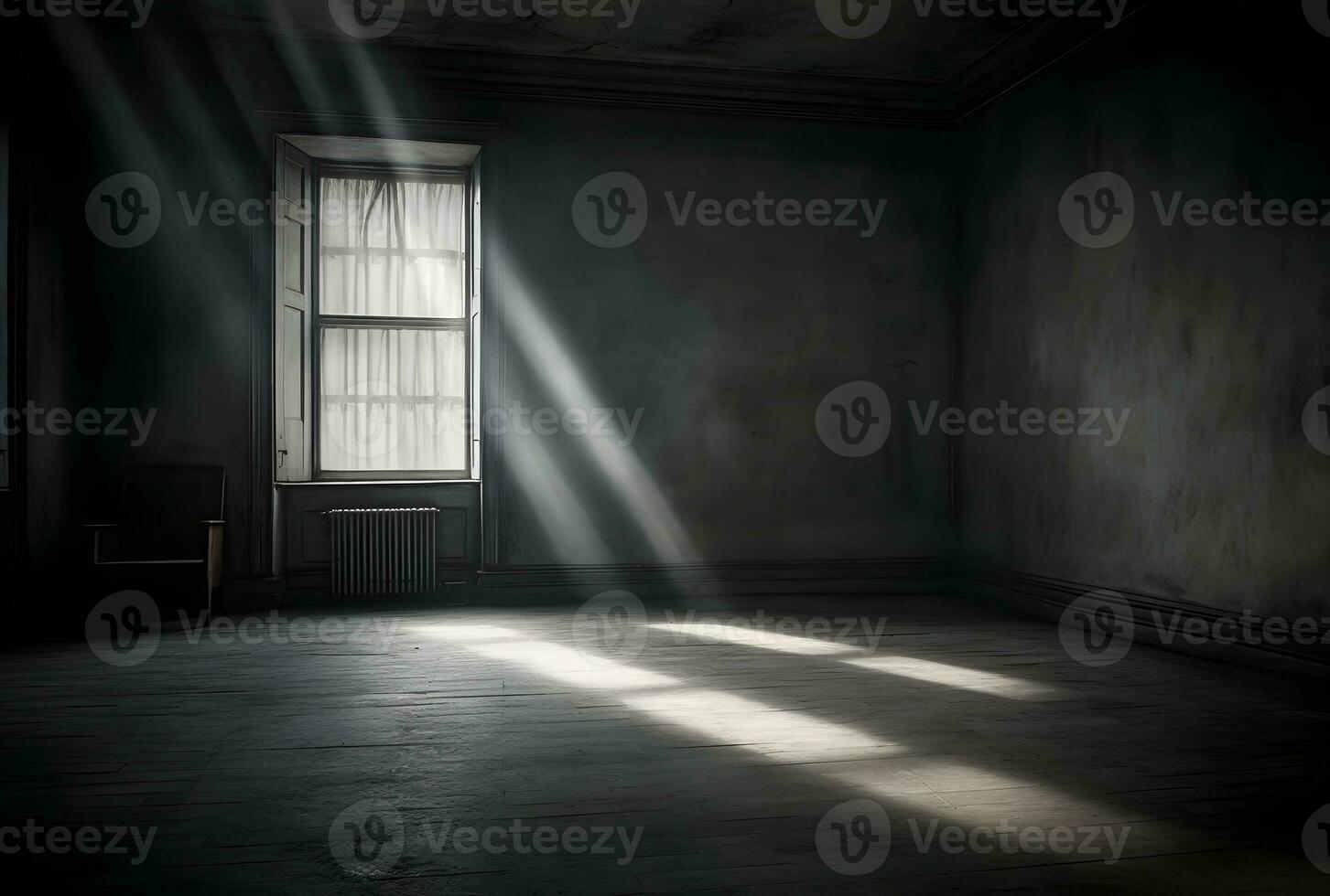 AI generated Dark concrete empty room. Modern architecture design. Dark Concrete Wall Architecture photo
