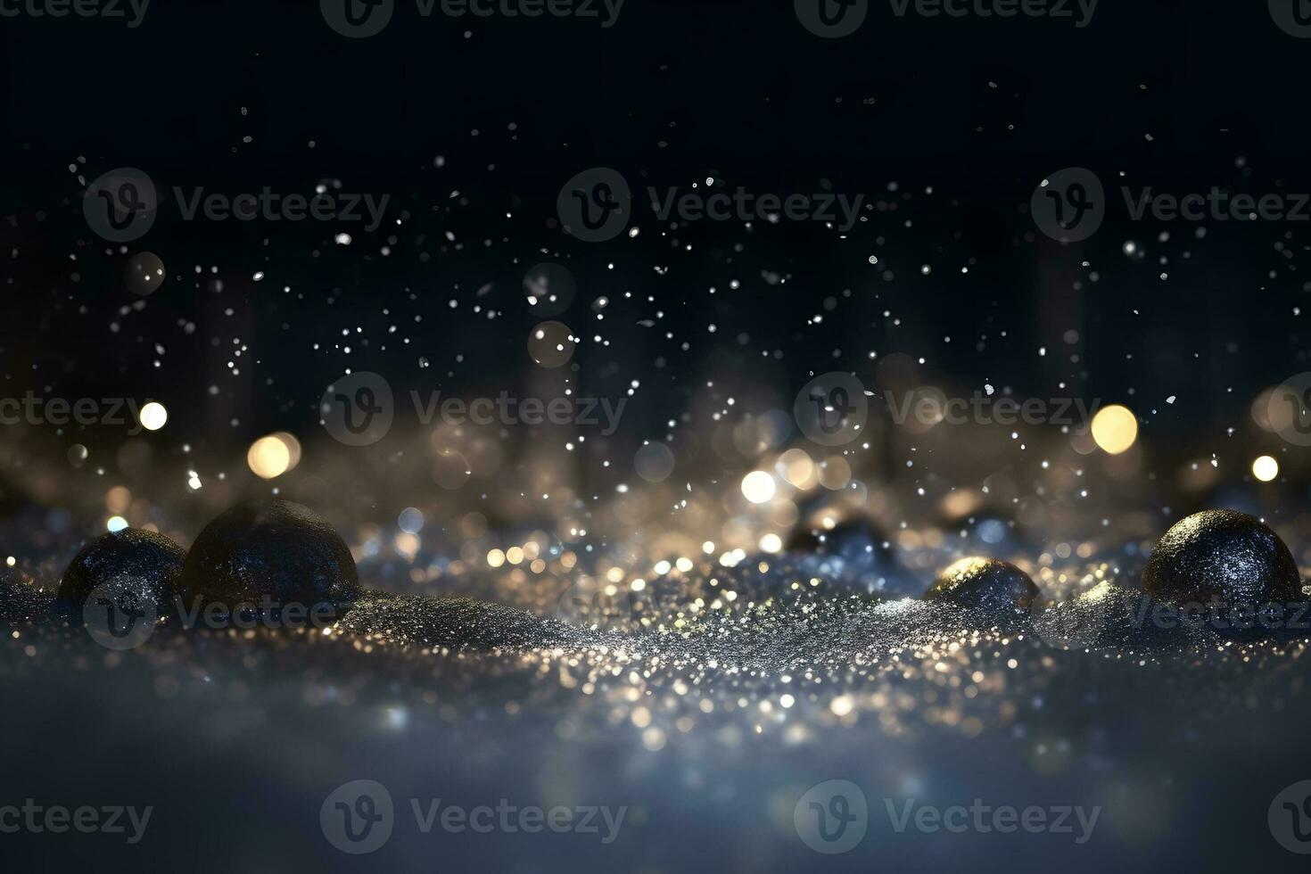 AI generated Blurred background with bokeh. Glitter Gold and Happy New Year greeting card. Abstract of Bright and sparkling bokeh background. photo