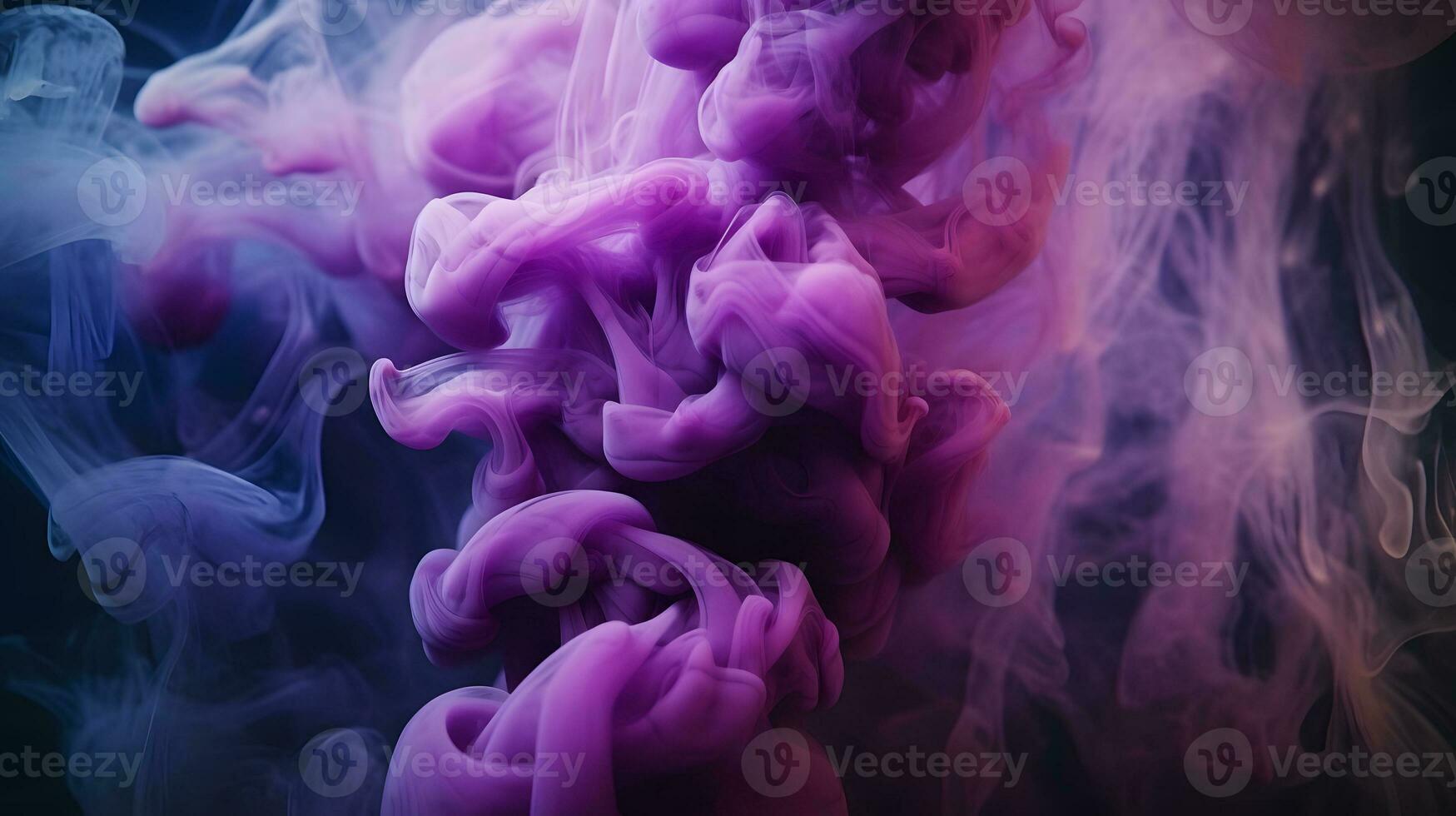 AI generated Cloud of smoke on black background. A blue, purple smoke swirls in the air against a black background. photo