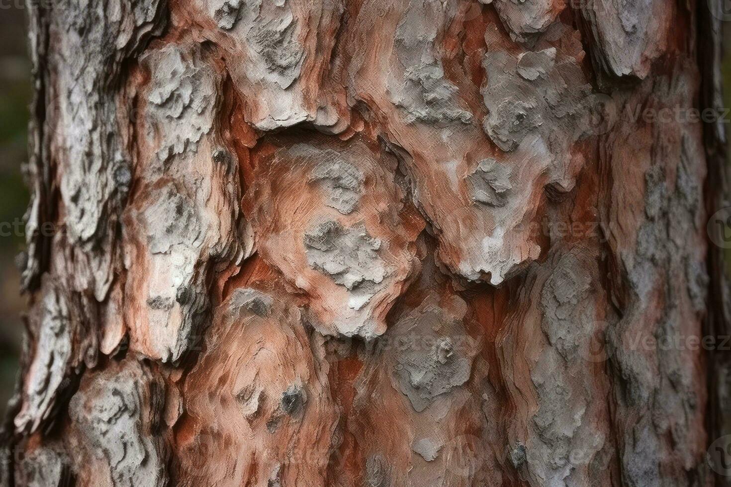 AI generated textured background of old pine wood, with large elements of bark and the resin drips photo