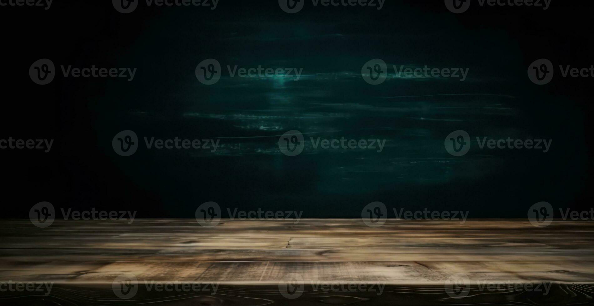 AI generated Empty wooden background with brick wall and neon lights. Brick walls, neon signs and lamps photo