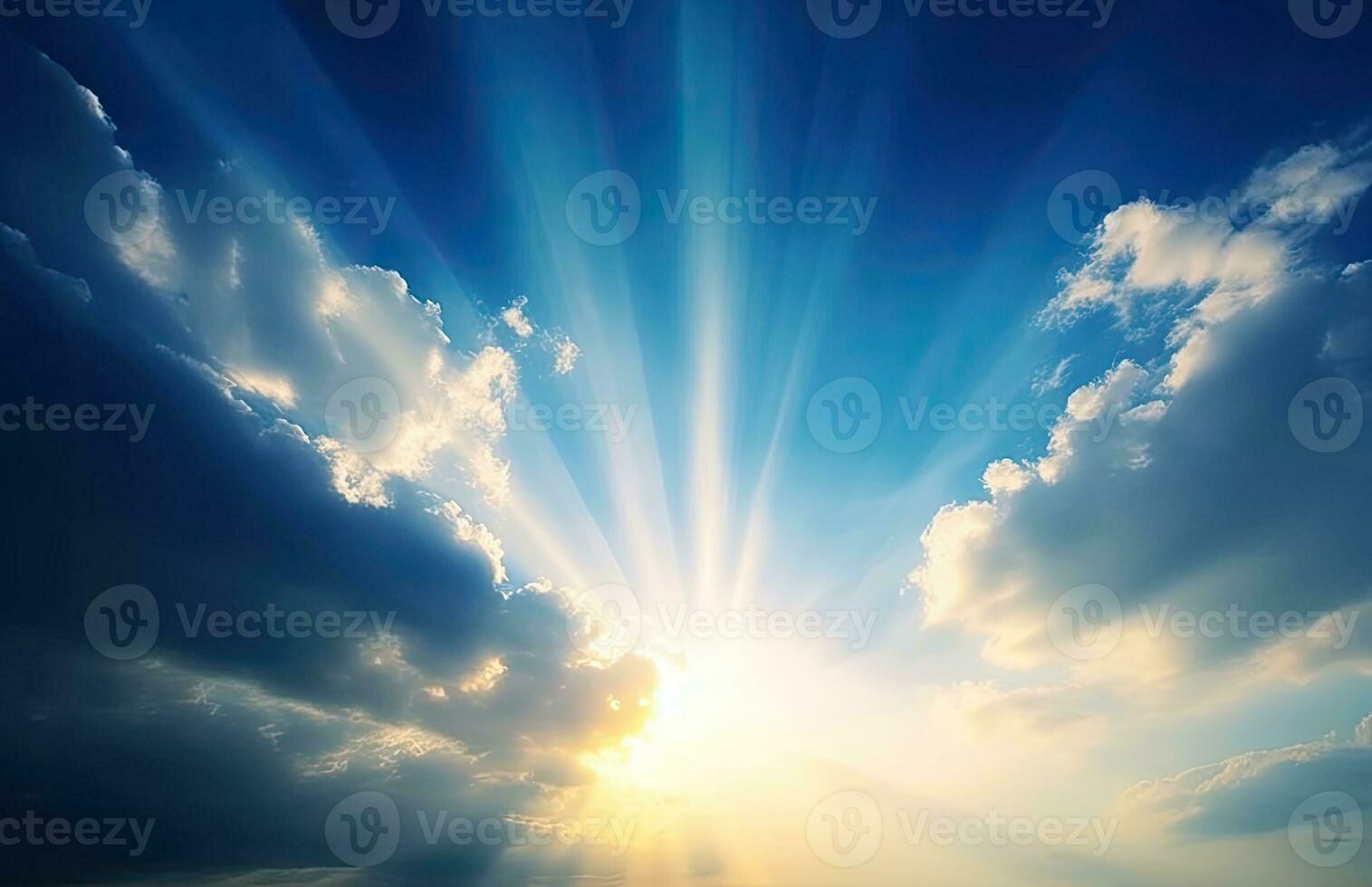 AI generated Beautiful colorful cloudscape sunset with sun rays photo