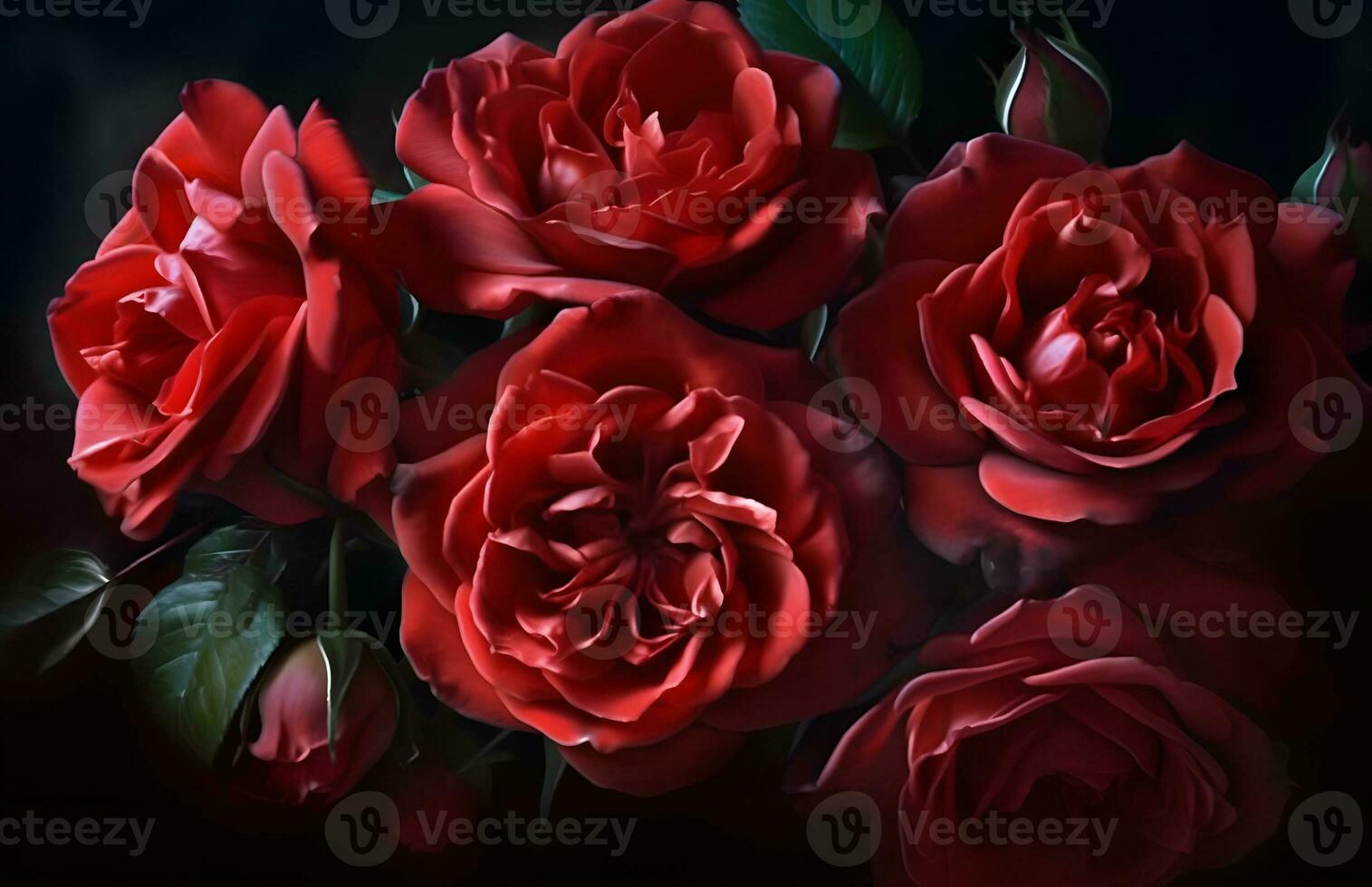 AI generated Isolated Elegant Red Roses background for Romantic Design photo