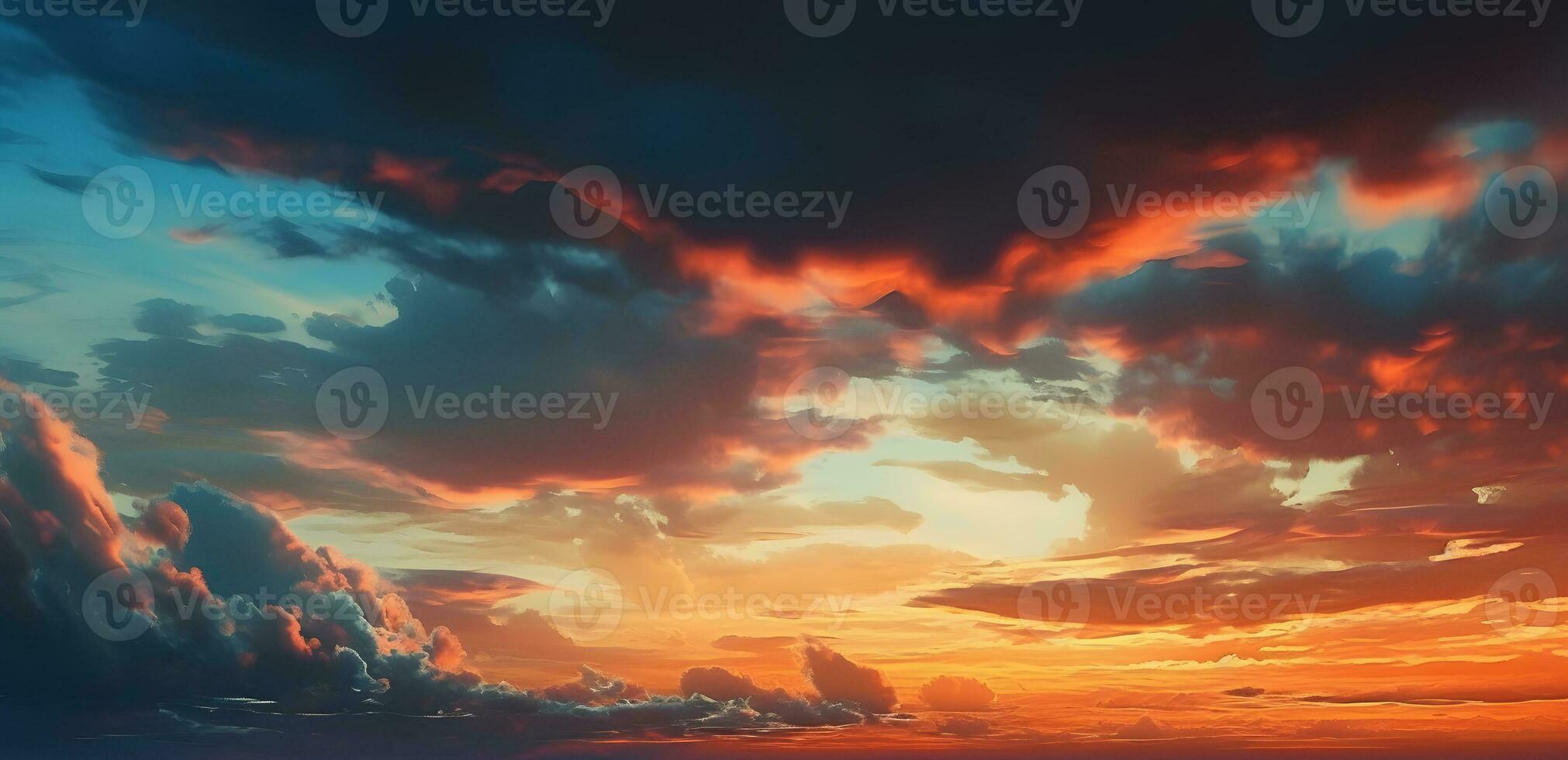 AI generated The beautiful sunset view with the blue sky and clouds in summer photo