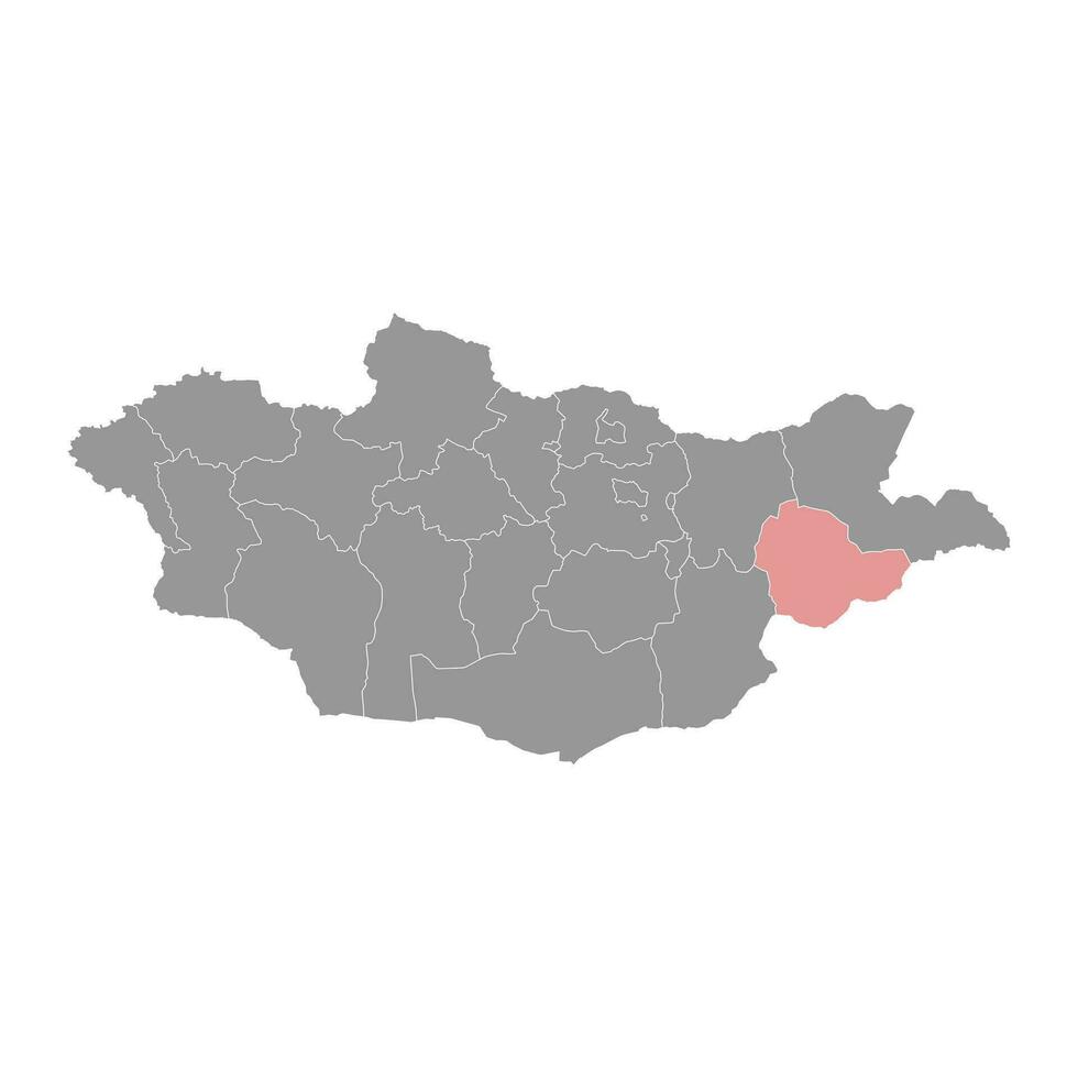 Sukhbaatar province map, administrative division of Mongolia. Vector illustration.