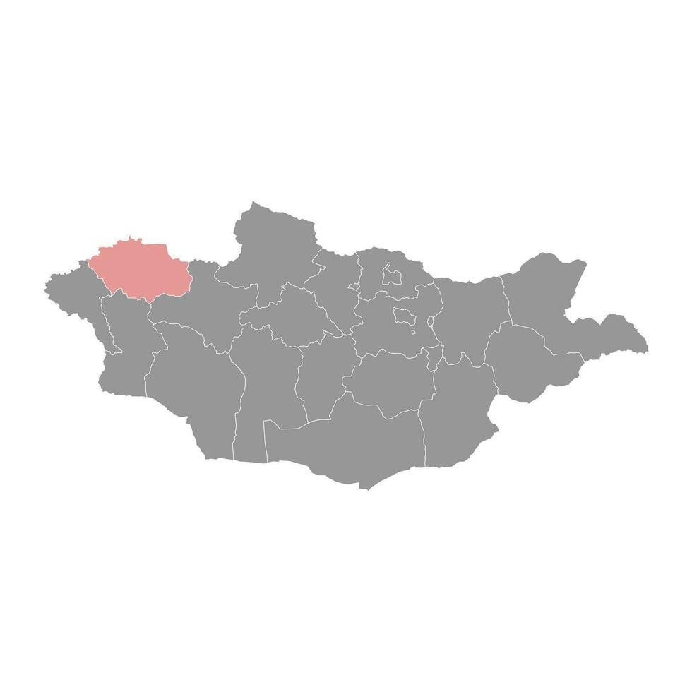 Uvs province map, administrative division of Mongolia. Vector illustration.