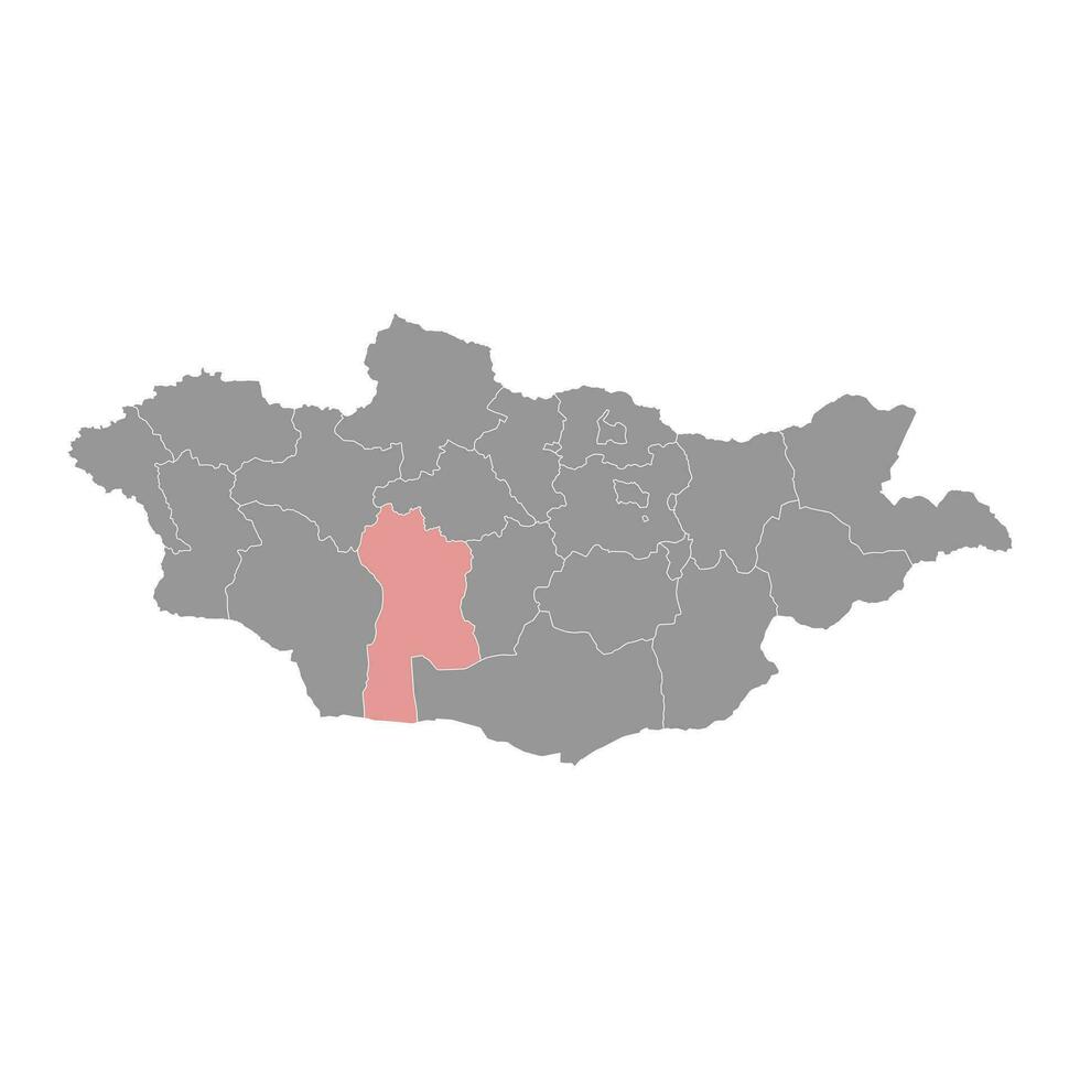 Bayankhongor province map, administrative division of Mongolia. Vector illustration.