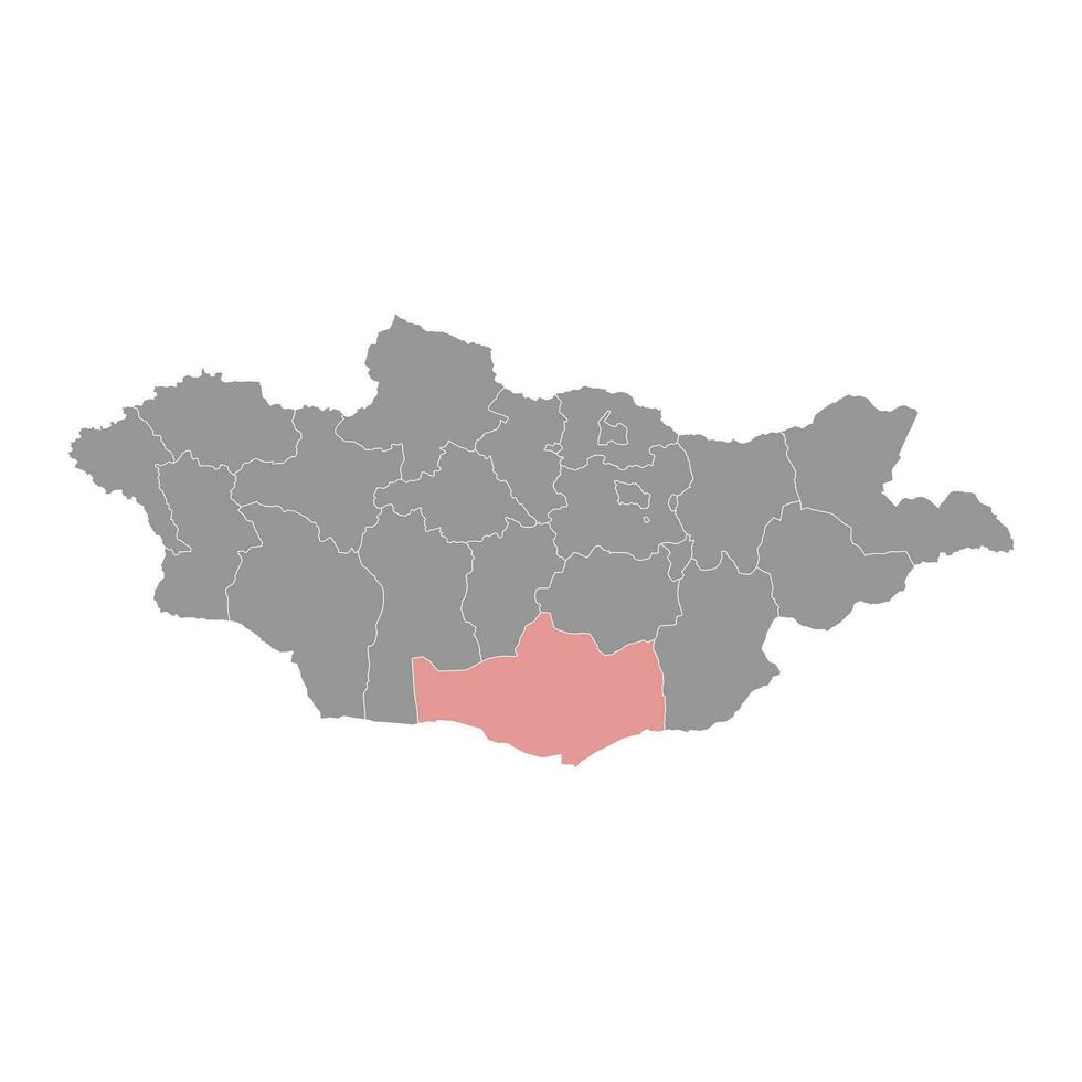 Omnogovi province map, administrative division of Mongolia. Vector illustration.