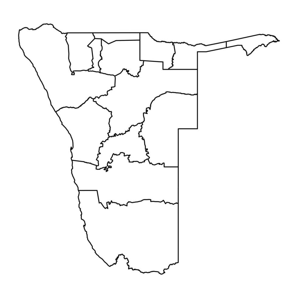 Namibia with administrative divisions. Vector illustration.