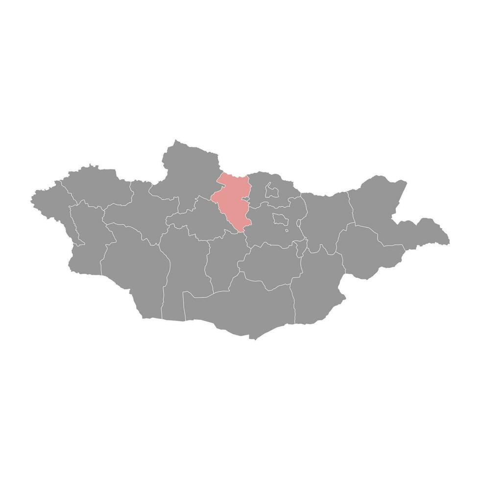 Bulgan province map, administrative division of Mongolia. Vector illustration.