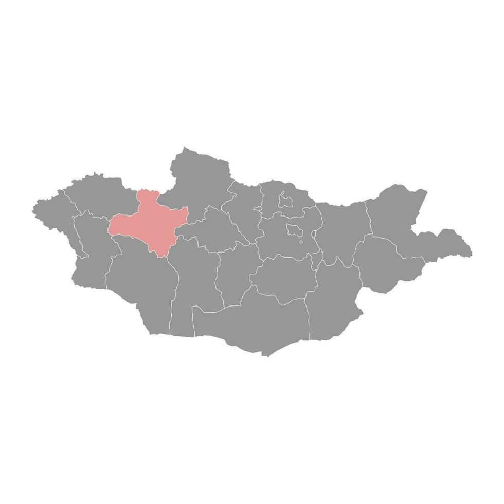 Zavkhan province map, administrative division of Mongolia. Vector illustration.