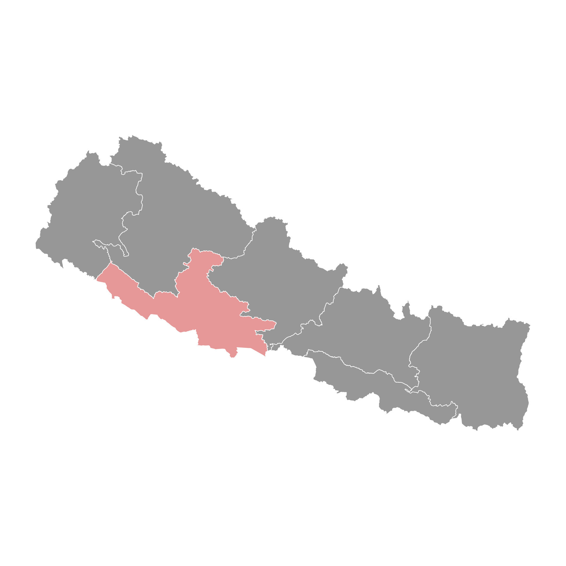 Lumbini province map, administrative division of Nepal. Vector
