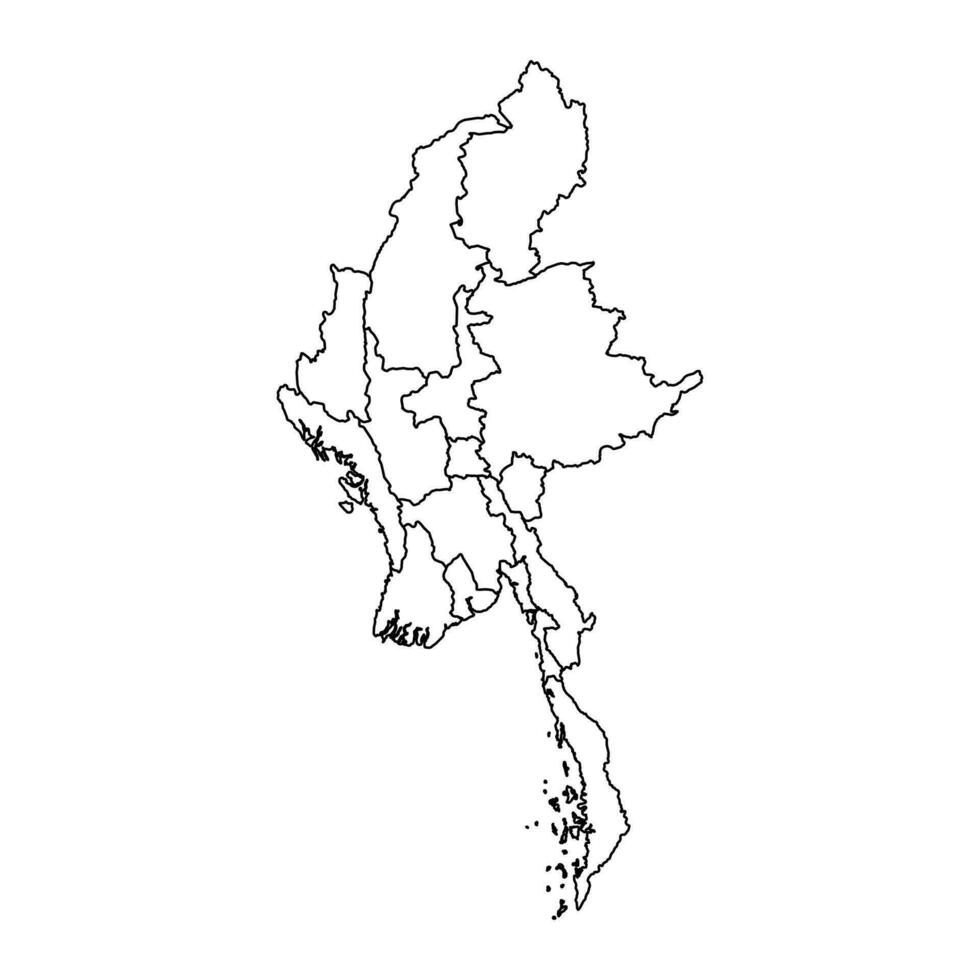 Myanmar map with administrative divisions. Vector illustration.