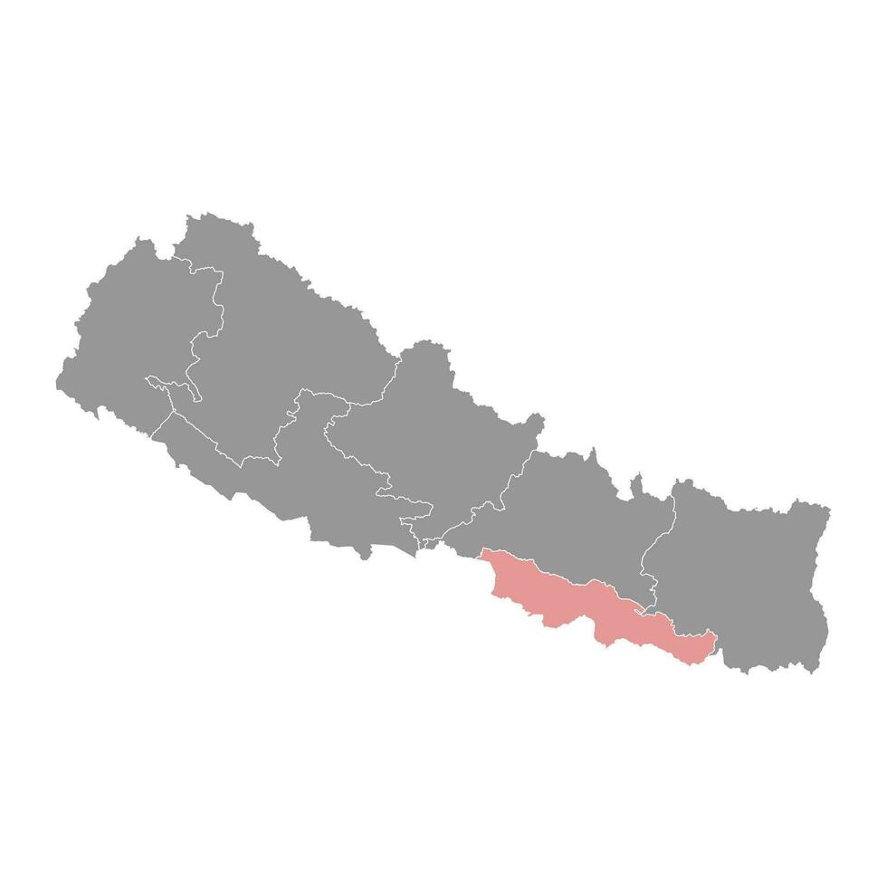 Madhesh provincia mapa, administrativo división de Nepal. vector ilustración.