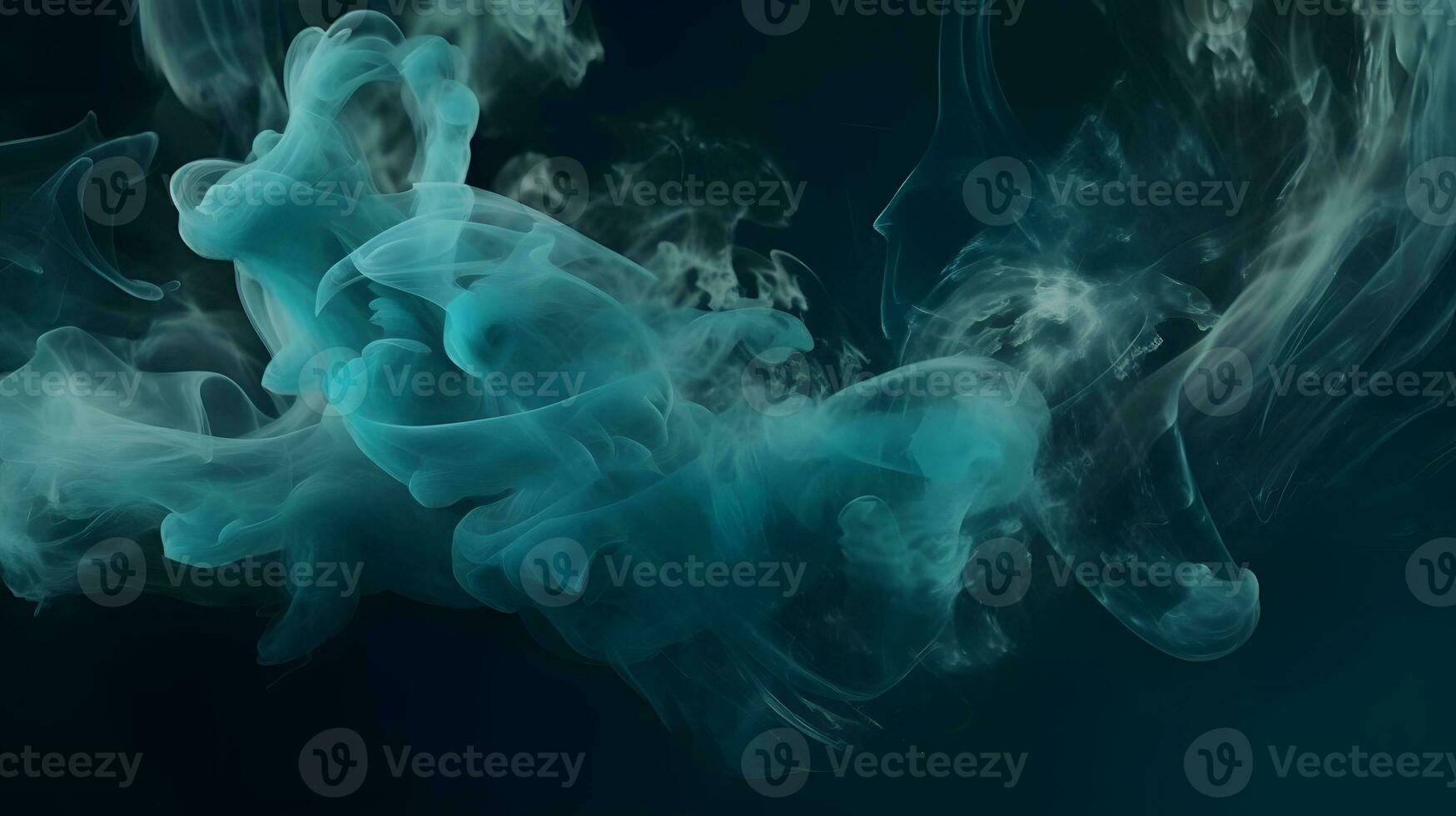 AI generated Cloud of smoke on black background. A blue smoke swirls in the air against a black background. photo