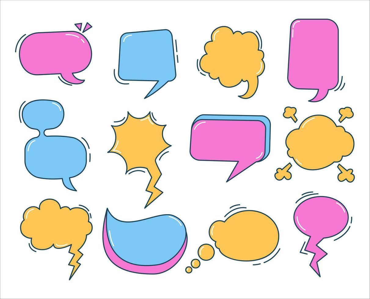 A collection of vector speech and thought communication bubbles