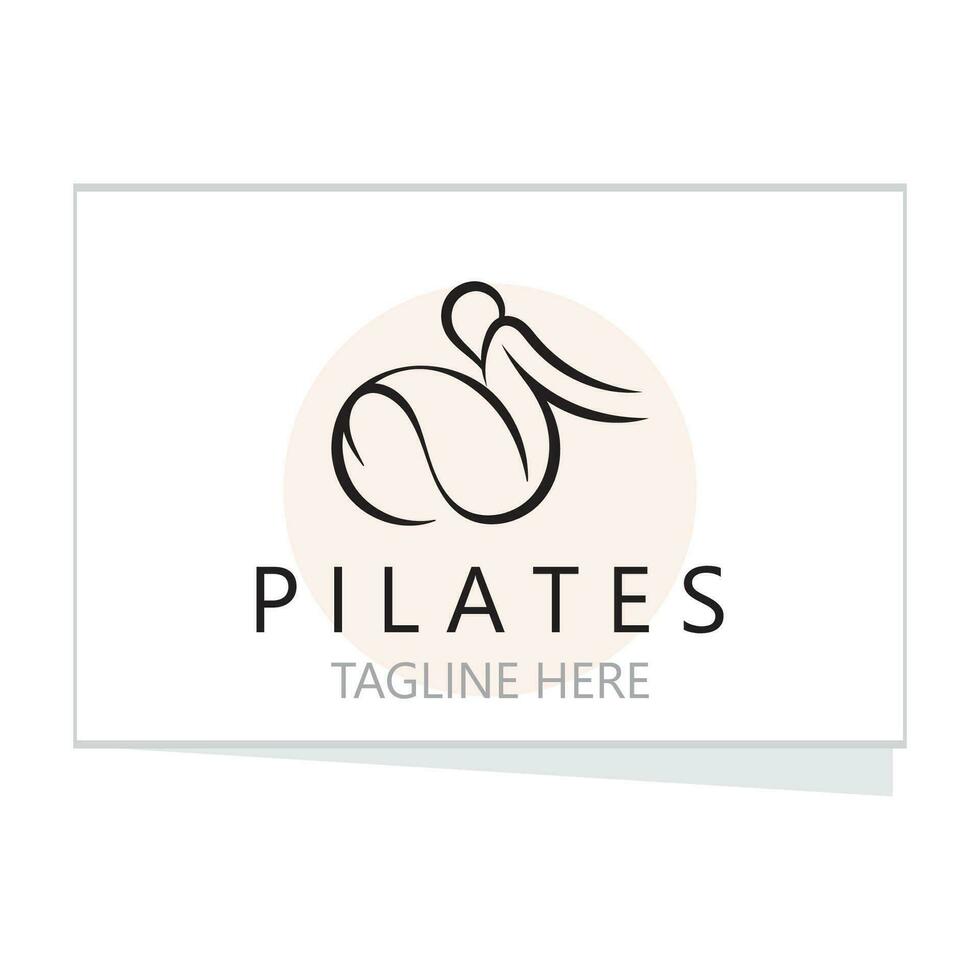 Abstract Pilates Logo, Yoga identity body balance vector monoline Design Template. wellness lifestyle