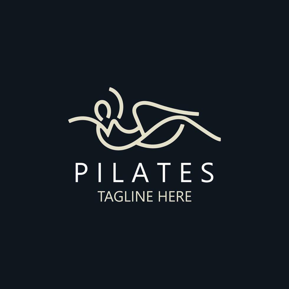 Abstract Pilates Logo, Yoga identity body balance vector monoline Design Template. wellness lifestyle