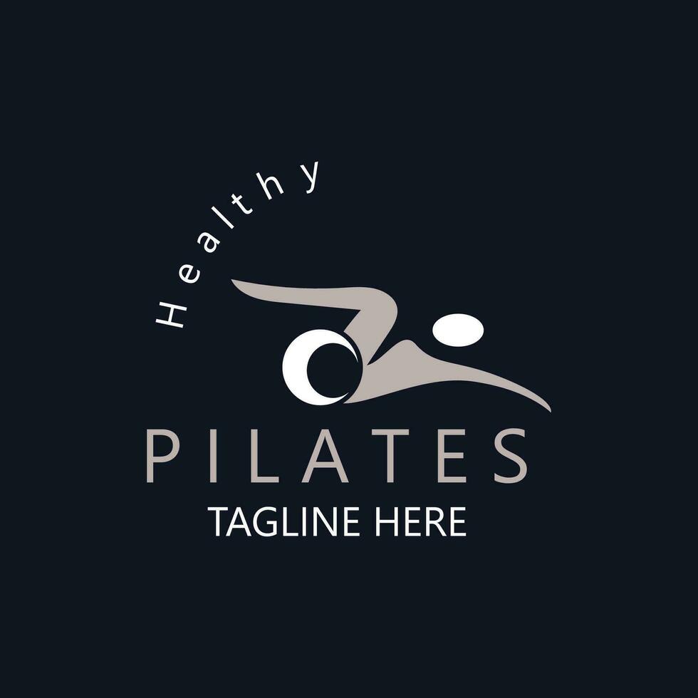 Abstract Pilates Logo, Yoga identity body balance vector monoline Design Template. wellness lifestyle