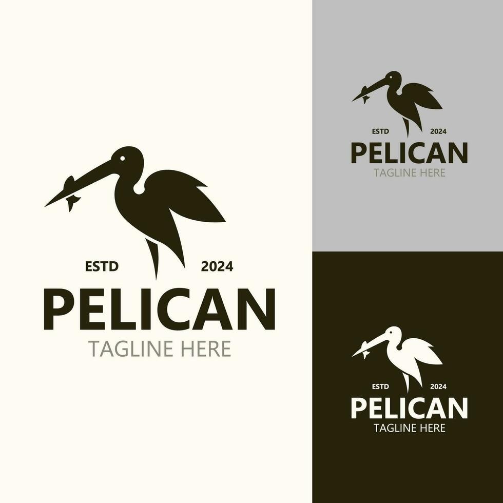 Pelican bird silhoutte vintage logo vector illustration template icon graphic design