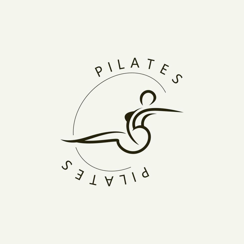 Abstract Pilates Logo, Yoga identity body balance vector monoline Design Template. wellness lifestyle