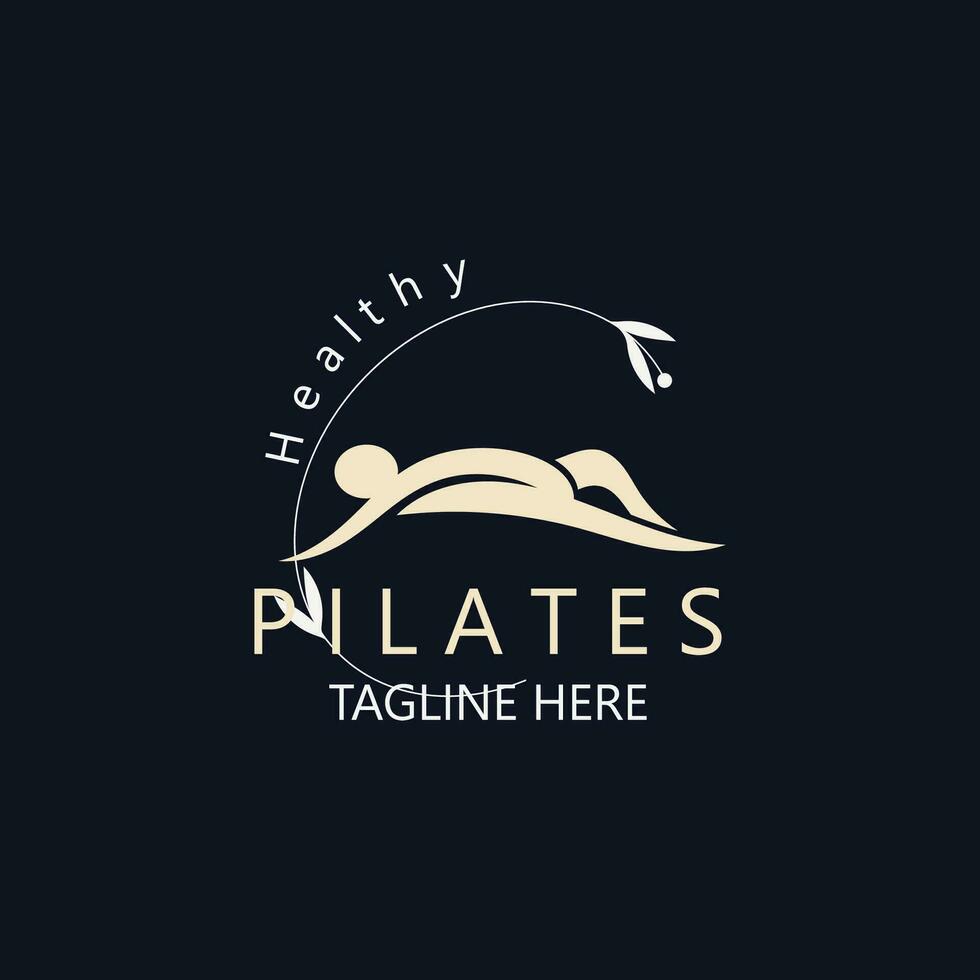 Abstract Pilates Logo, Yoga identity body balance vector monoline Design Template. wellness lifestyle
