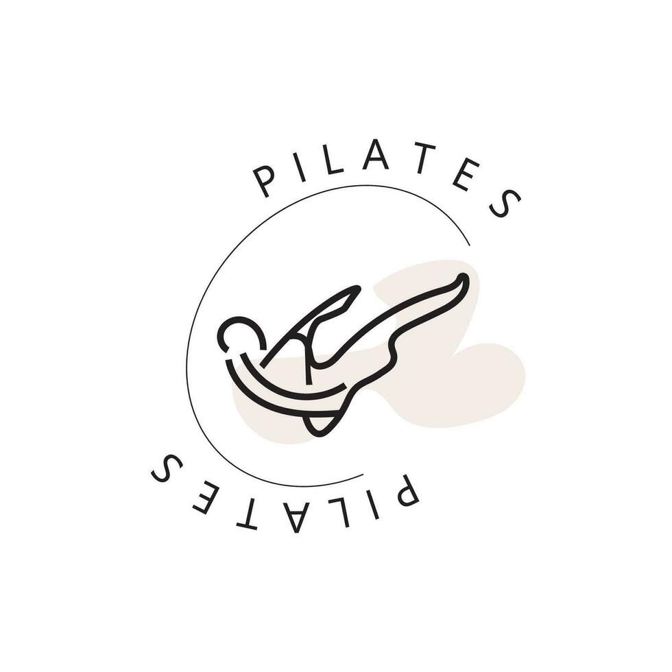 resumen pilates logo, yoga identidad cuerpo equilibrar vector monoline diseño modelo. bienestar estilo de vida