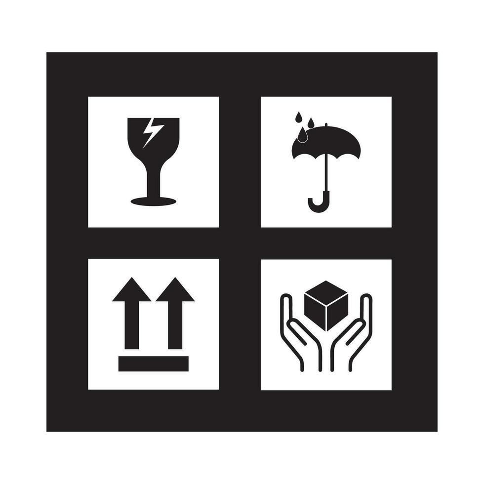 frágil icono logo vector diseño modelo