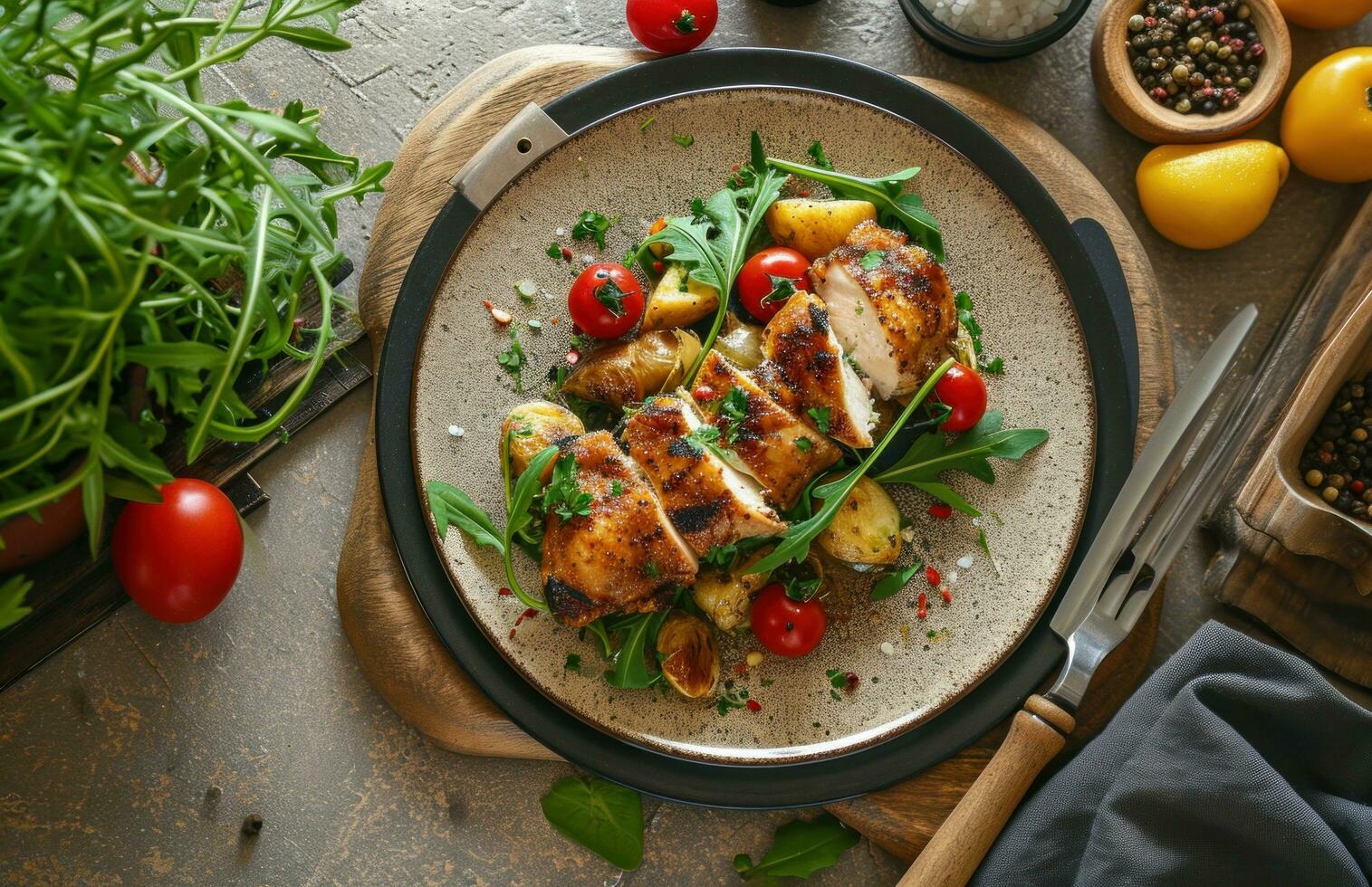 AI generated a phone showing a photo of food with chicken