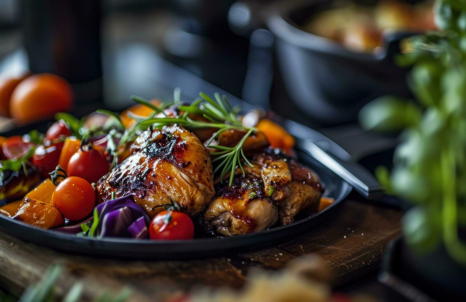 AI generated a phone showing a photo of food with chicken
