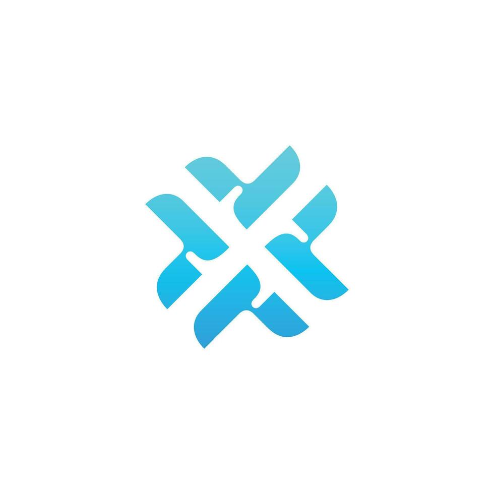 Abstract letter X or Plus logo blue vector design