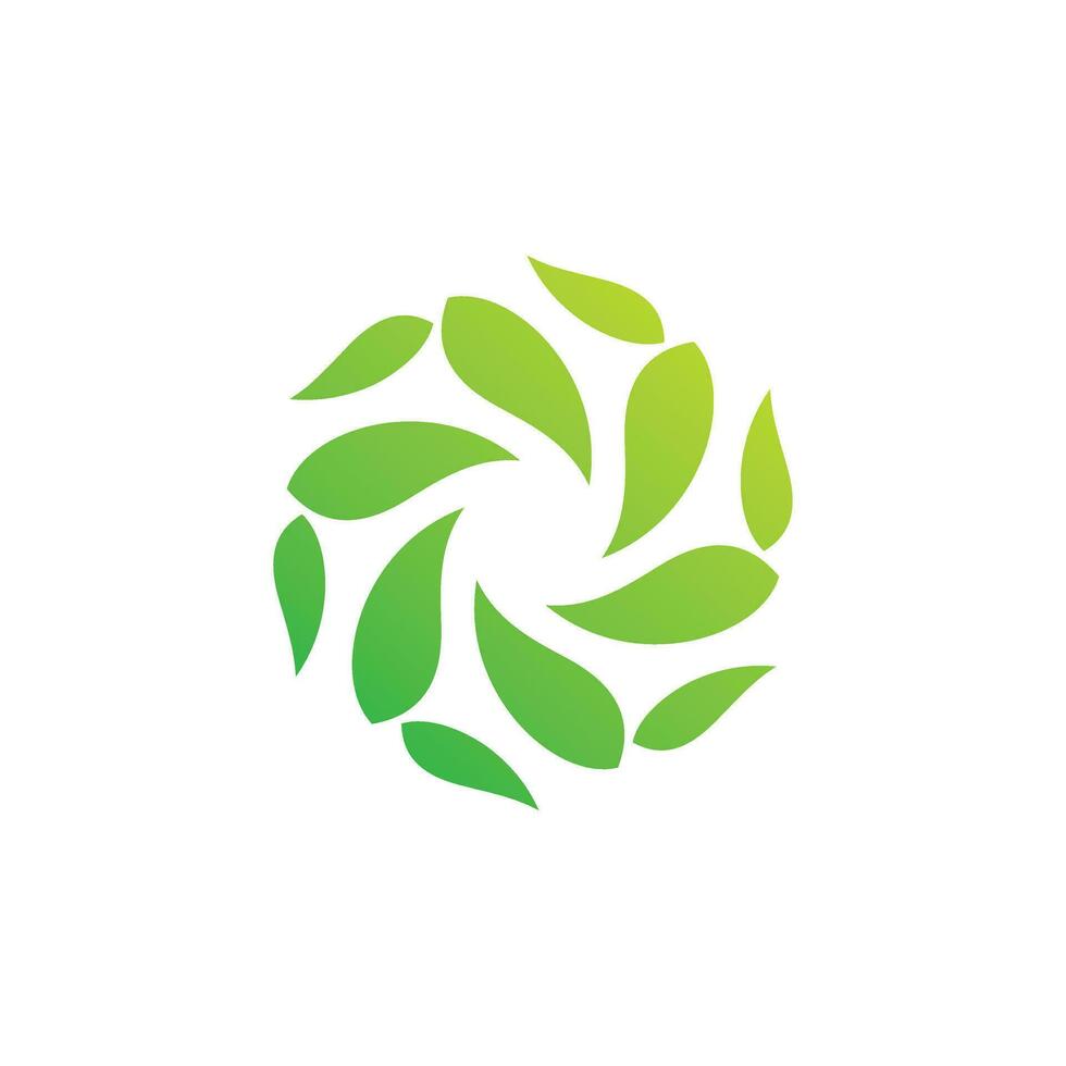 Ecology logo round leaf twisted green vector design