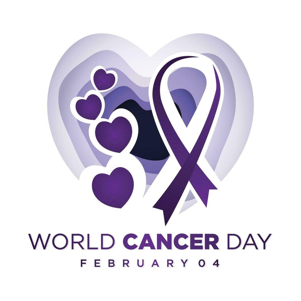 Background World Cancer Day design paper cut style vector