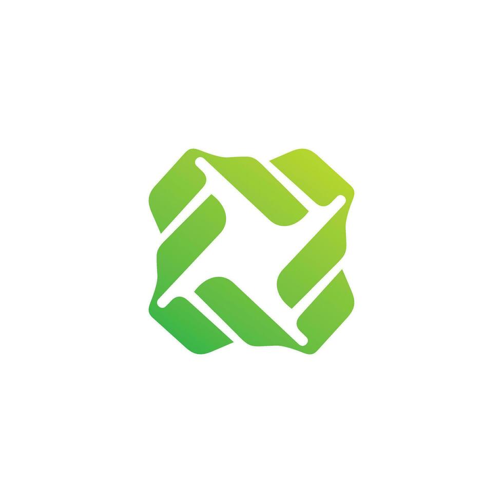 Ecology logo twisted green vector design template