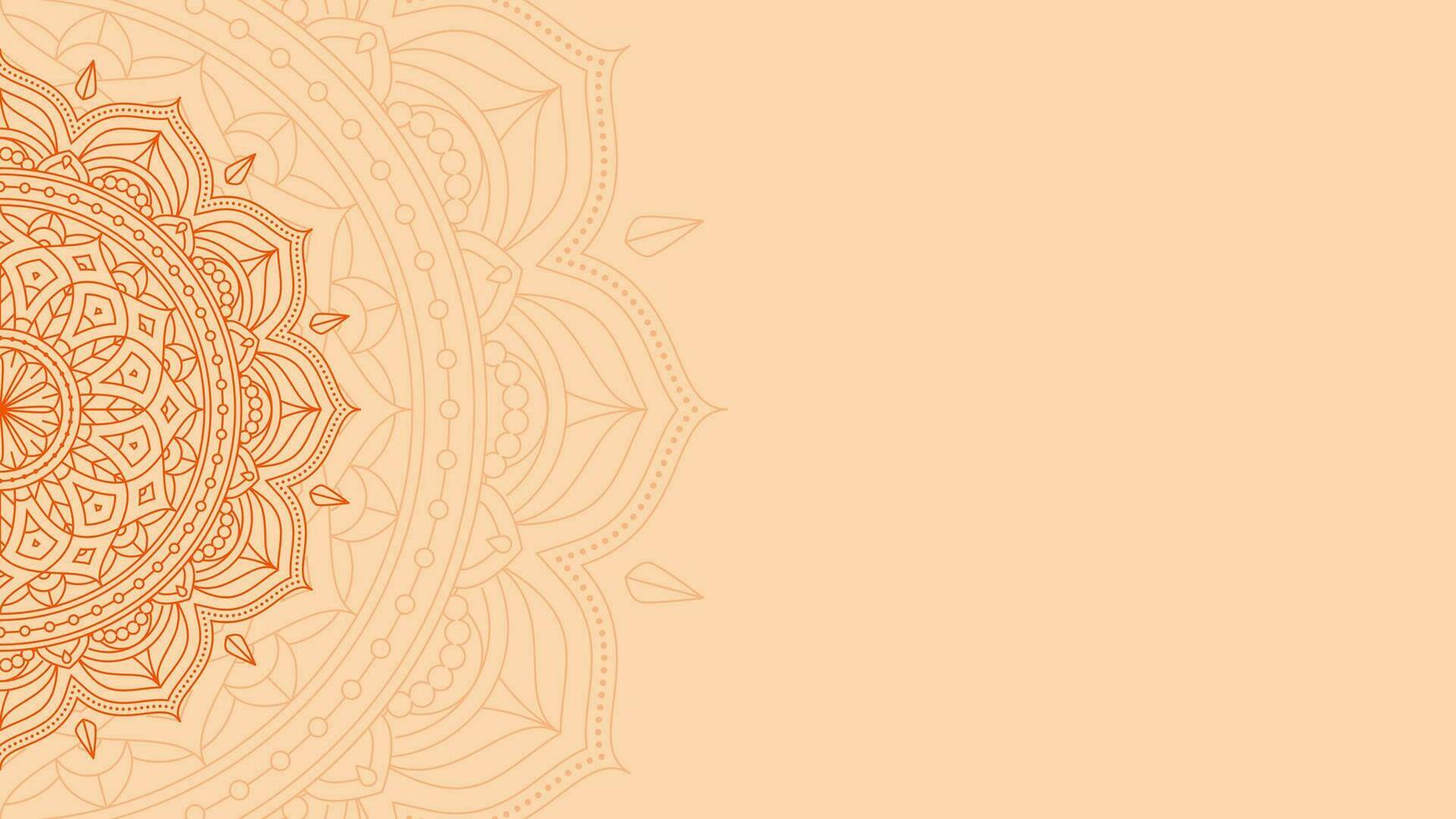 Opulent Lotus Harmony Of Orange Peel Simple Background Decorated with Intricate Mandala Lines Vector Design