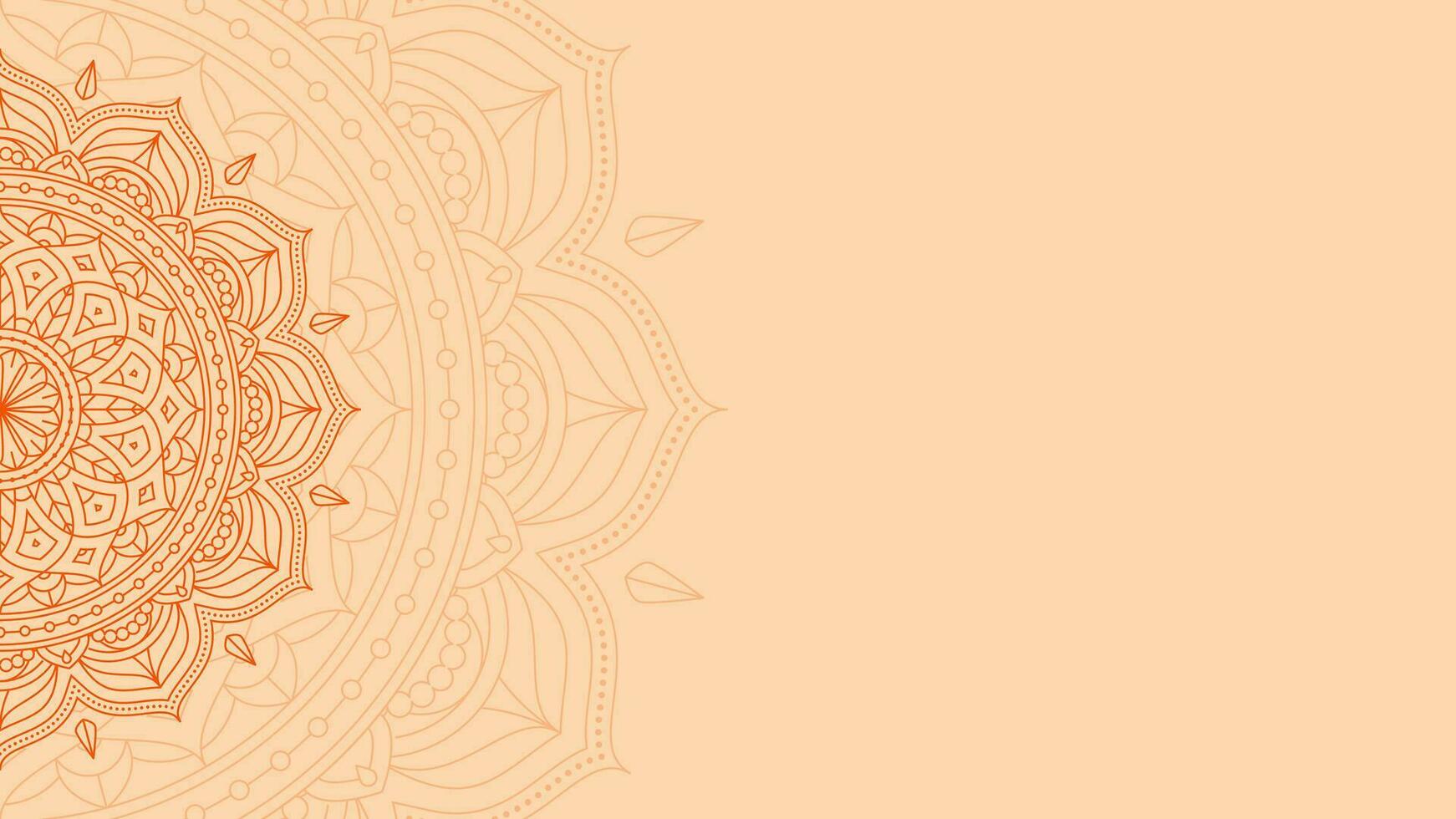 Opulent Lotus Harmony Of Orange Peel Simple Background Decorated with Intricate Mandala Lines Vector Design