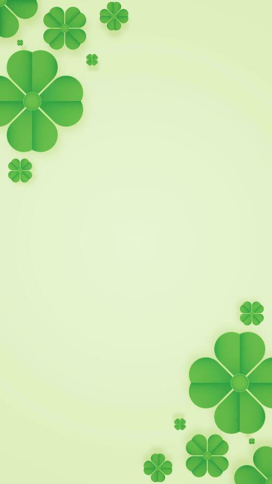 Light Shell Haven Blank Vertical Vector Background Design Decorated With A Simple Clover Leaves Border