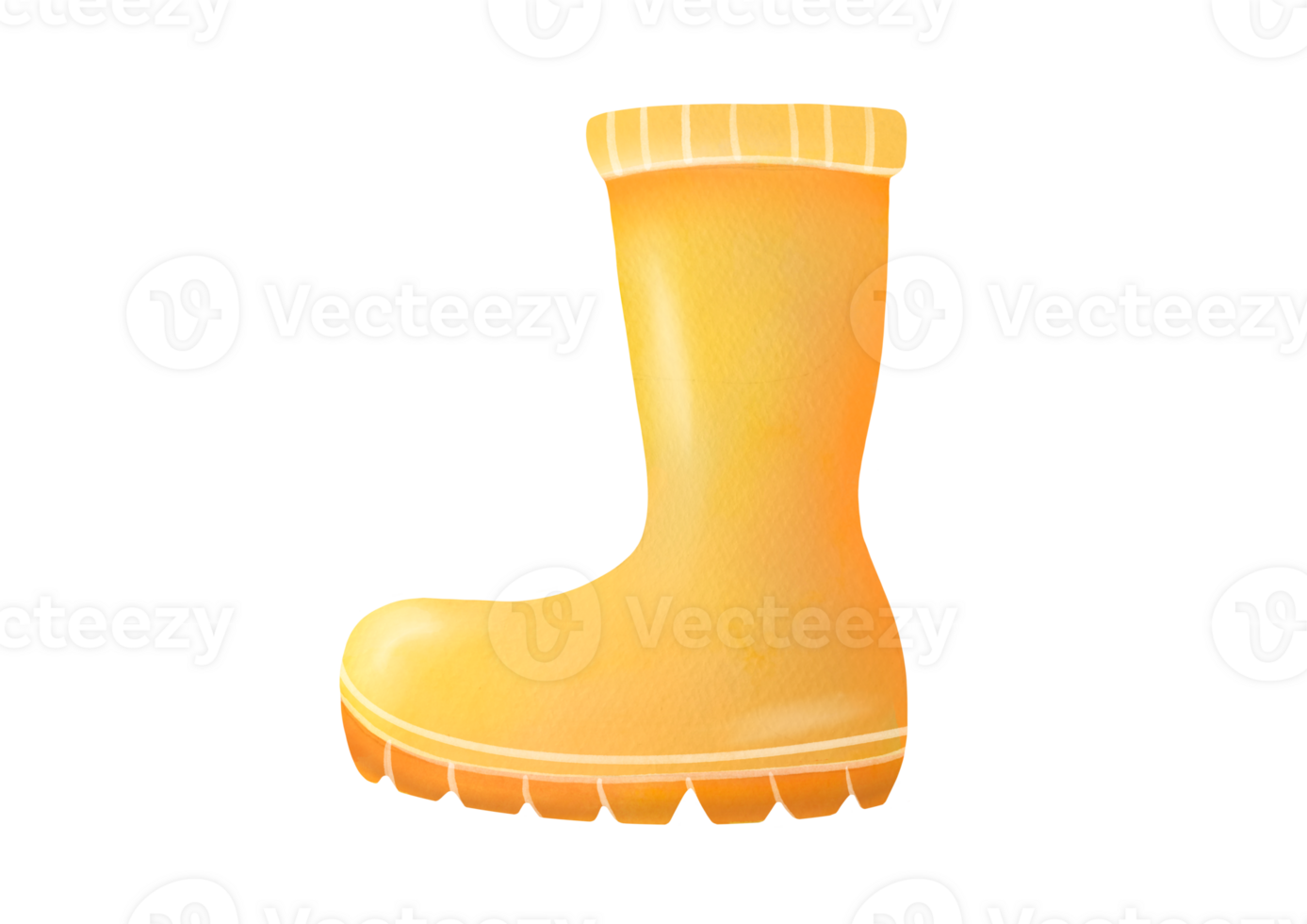 cut out, clip art Hand drawn watercolor yellow cute rubber boots for baby on transparent background. clean protecting from moisture, rain, puddles for Gardening, farm. spring, summer, autumn time png