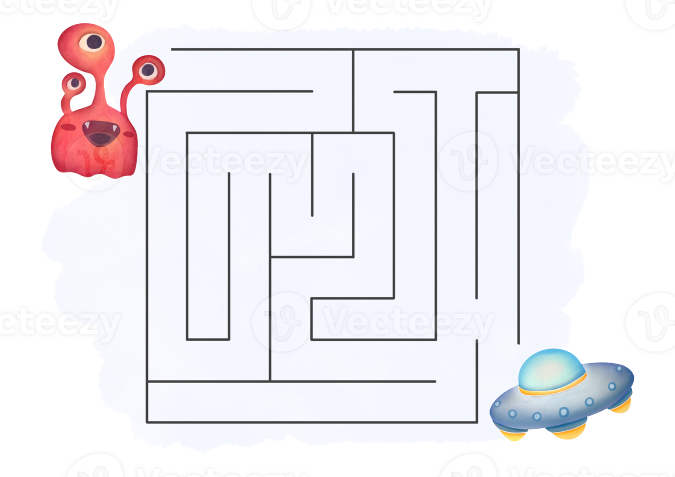 helpen schattig grappig buitenaards wezen vind manier naar zijn ruimteschip. ruimte avontuur doolhof, puzzel voor kinderen. puzzel spel voor peuters van peuter- leeftijd. vermaak en kleuterschool onderwijs png