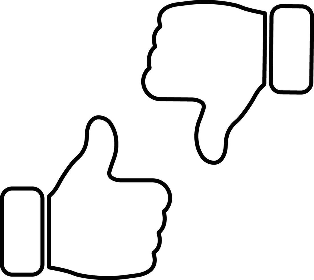 Thumb up and thumb down icon in line style set. isolated on Collection of Thumbs Up and Down use for like and dislike signs. vector for apps, website