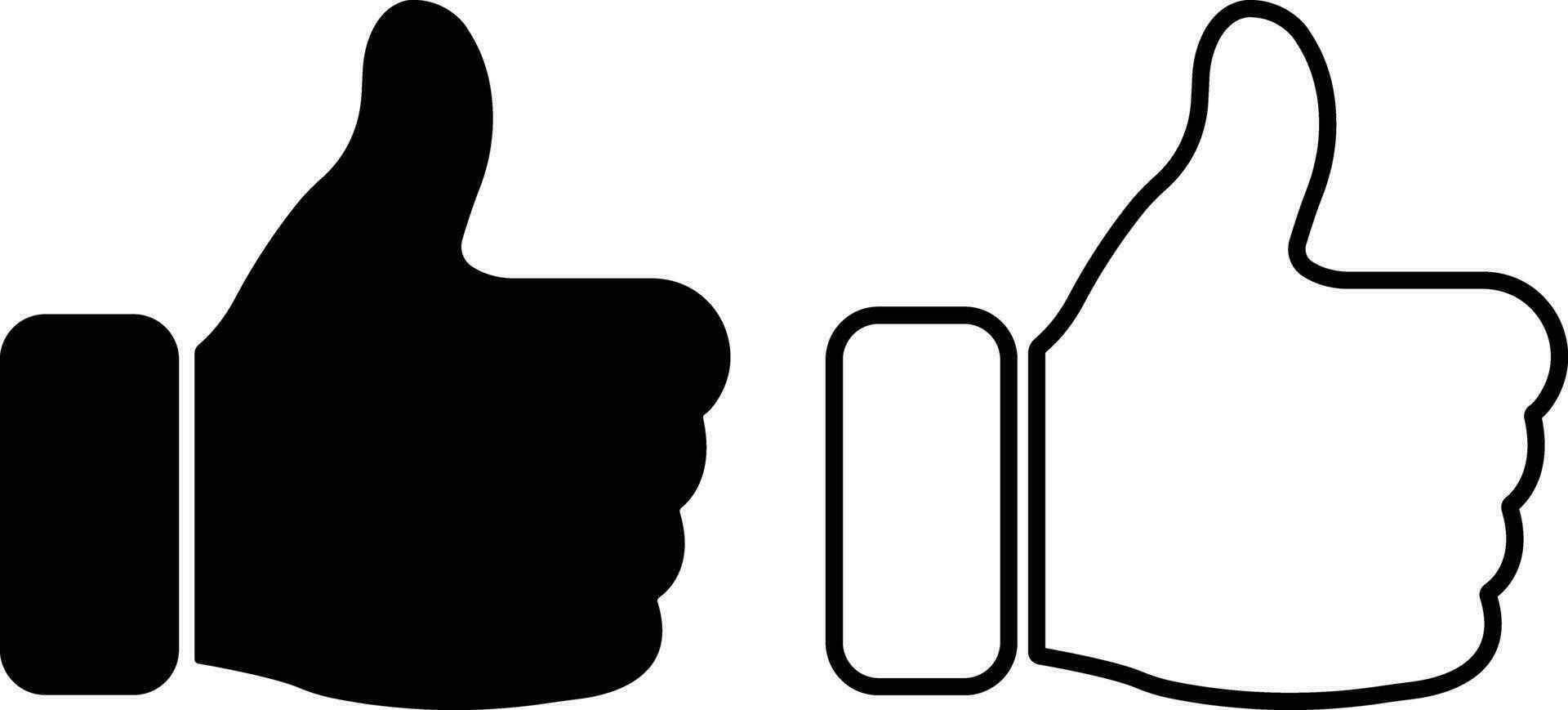 Thumb up icon in flat, line style set. isolated on symbol use for good, like sign Finger up vector for apps and website.