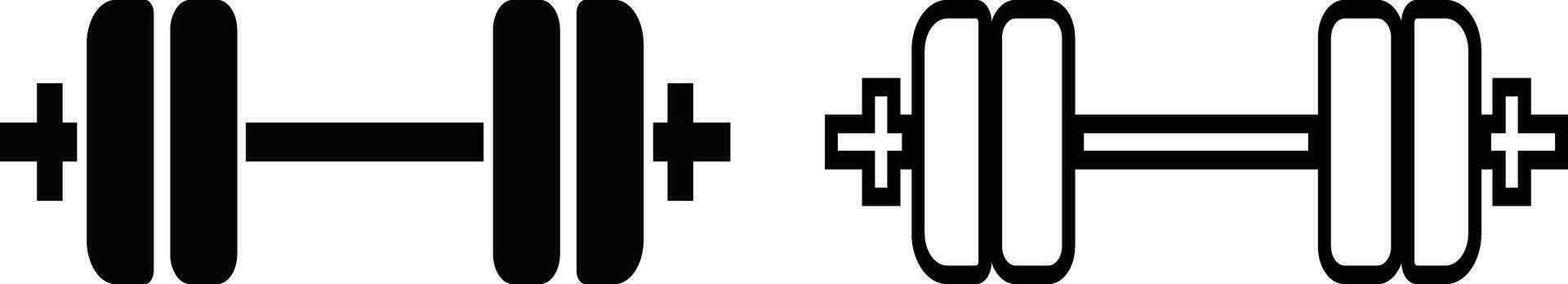 Barbell weight training icon in flat, line set. isolated on for exercise Beautiful realistic fitness Olympic barbell plates Dumbbells vector for apps, website