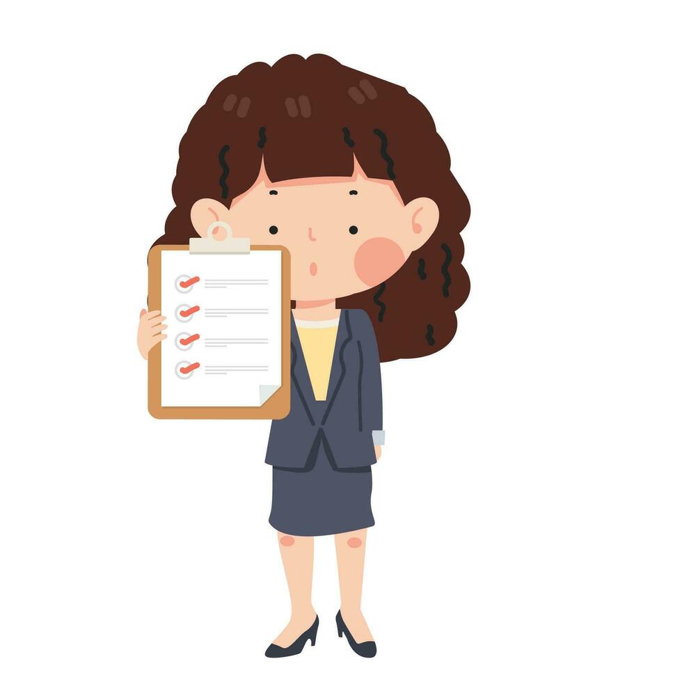 Woman Holding Clipboard with checklist vector